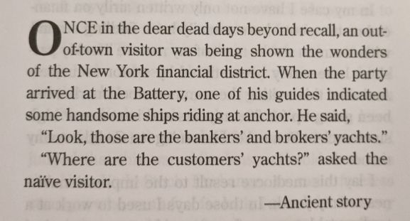 Explanation of the title to the book Where are the Customers' Yachts